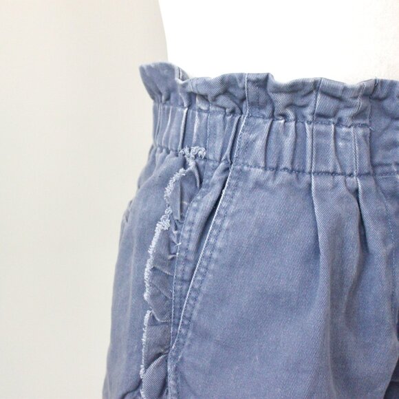 Shinestar Cornflower Blue Ruffle Denim Elastic Jean Shorts Pocket Medium - Picture 3 of 12